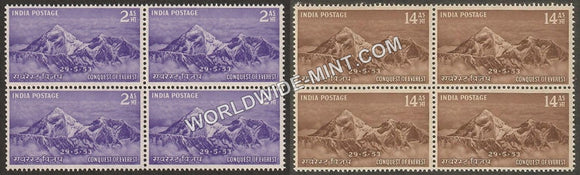 1953 Conquest of Everest-Set of 2 Block of 4 MNH