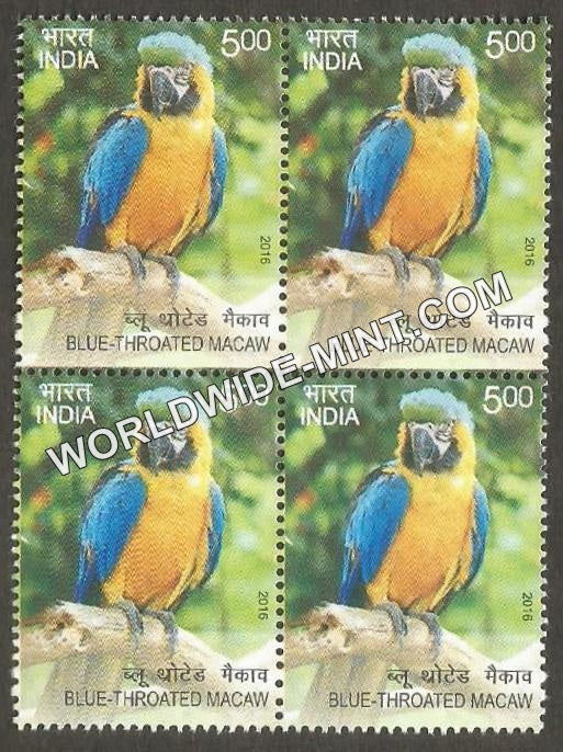 2016 Exotic Birds-Blue Throated Macaw Block of 4 MNH