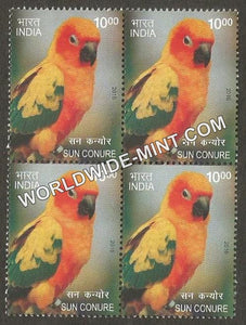 2016 Exotic Birds-Sun Conure Block of 4 MNH