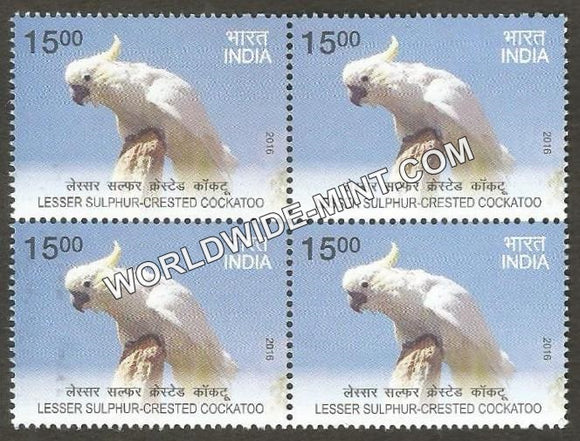 2016 Exotic Birds-Lesser Sulphur Crested Cockatoo Block of 4 MNH