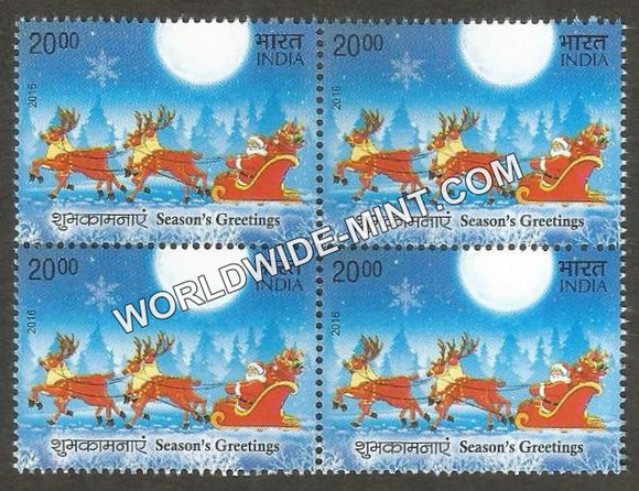 2016 Seasons Greetings-Santa Claus Block of 4 MNH