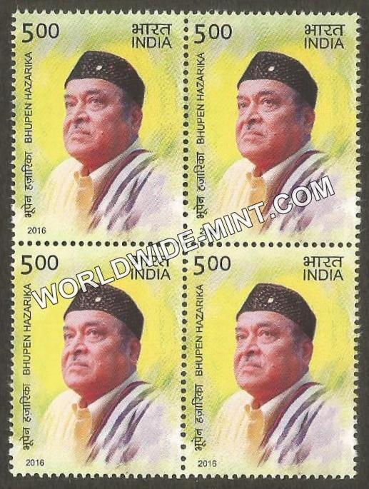 2016 Legendary Singers-Bhupen Hazarika Block of 4 MNH