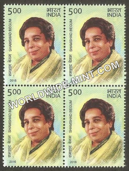 2016 Legendary Singers-Shamshad Begum Block of 4 MNH