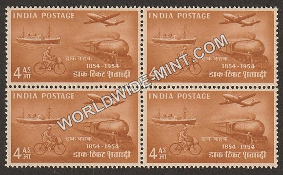 1954 Postage Stamps Centenary-Mail Transport 1954 Block of 4 MNH