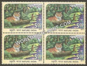 2017 Nature India-Tiger Block of 4 MNH