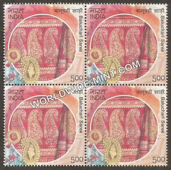 2018 Handlooms of India-Baluchari Saree Block of 4 MNH