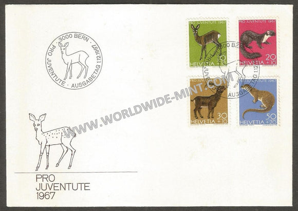 1967 Switzerland Animals FDC #FA347
