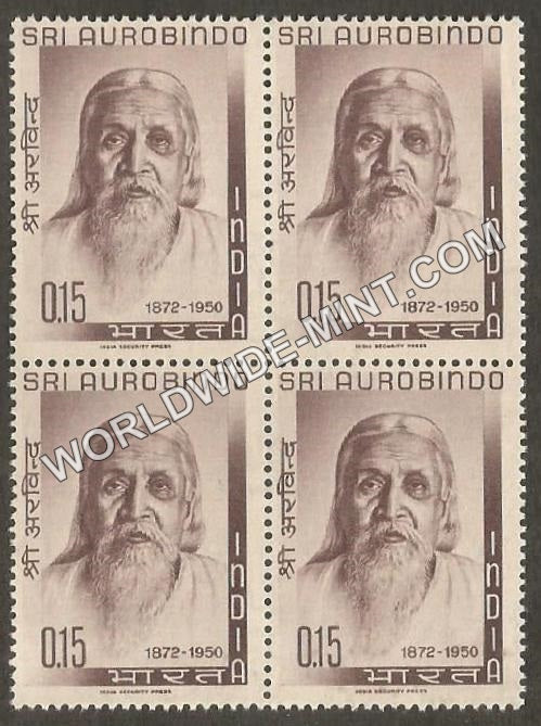 1964 Sri Aurobindo Block of 4 MNH