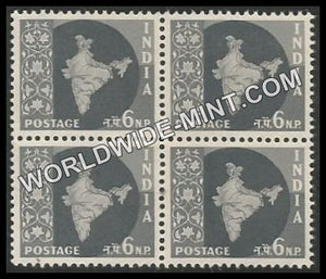 INDIA Map of India Ashoka Watermark 3rd Series (6np) Definitive Block of 4 MNH