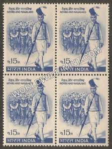 1967 Nehru and Indian state Nagaland Block of 4 MNH