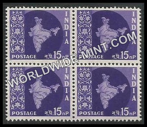 INDIA Map of India Ashoka Watermark 3rd Series (15np) Definitive Block of 4 MNH