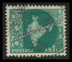 INDIA Map of India Ashoka Watermark 3rd Series(1np) Definitive Used Stamp