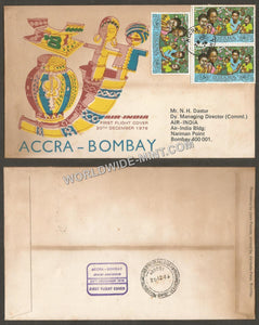 1976 Air India Accra - Bombay First Flight Cover #FFCB55