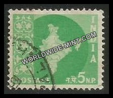 INDIA Map of India Ashoka Watermark 3rd Series(5np) Definitive Used Stamp