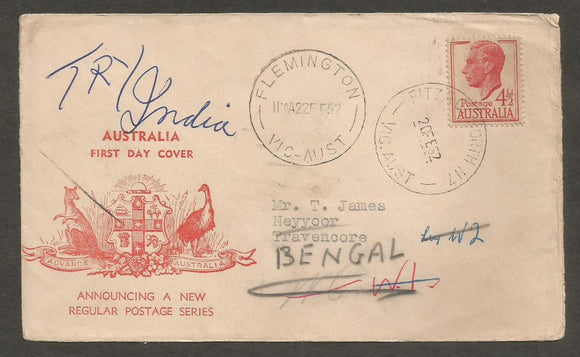 1952 Australia Announcing A New Regular Postage Series FDC #FC564