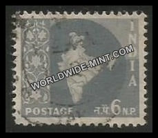 INDIA Map of India Ashoka Watermark 3rd Series(6np) Definitive Used Stamp