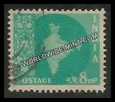 INDIA Map of India Ashoka Watermark 3rd Series(8np) Definitive Used Stamp
