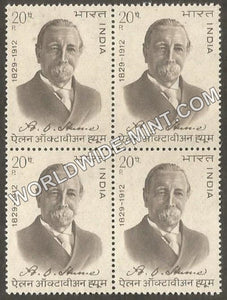 1973 A.O. Hume Block of 4 MNH