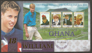 2000 Ghana 18th Birthday of HRH Prince William MS FDC #FA58