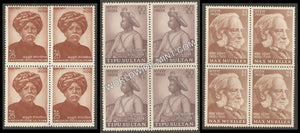 1974 Indian Personalities Series a-Set of 3 Block of 4 MNH