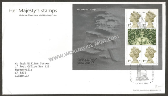 2000 Great Britain Queen Majesty's Stamp - The Stamp Show 2000, London MS FDC #FA64