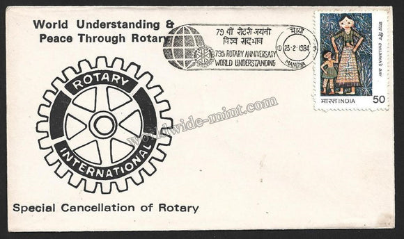 1984 World Understanding Peace Through Rotary -79th Rotary Anniversary (World Understanding) Karnataka Special Cover #KA65