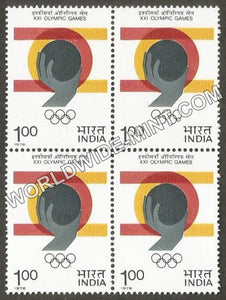 1976 XXI Olympics Games-Shot put Block of 4 MNH