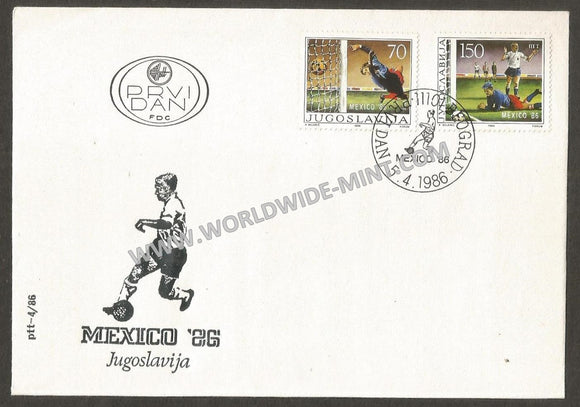 1986 Yugoslavia Mexico '86 Football Event FDC #FA69