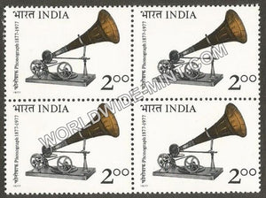 1977 Phonograph Block of 4 MNH