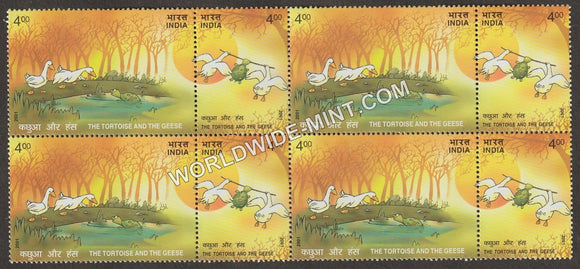 2001 INDIA Panchatantra Stories Crow & Snake Setenant Block MNH