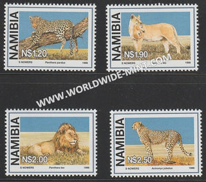 1998 Namibia - Large Wild cats 4v Set - Cheetah, Lion