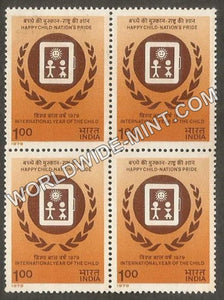 1979 International Year of the Child-Indian IYC Emblem Block of 4 MNH