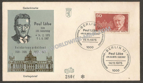 1975 Germany Paul Lobe - German Politician FDC #FA78