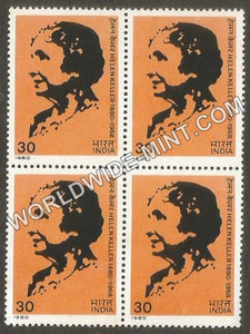 1980 Helen Keller Block of 4 MNH