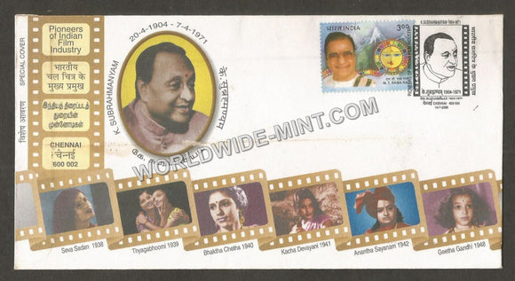 2000 K.Subrahmanyam Pioneers of Indian Film Industry Special Cover #TNA83