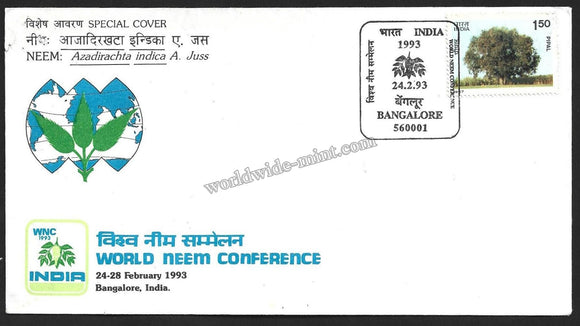 1993 World Neem Conference - Tree Picture Cacnellation Karnataka Special Cover #KA85