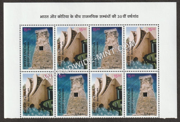 2003 INDIA India - Korea Joint Issue Setenant Block MNH