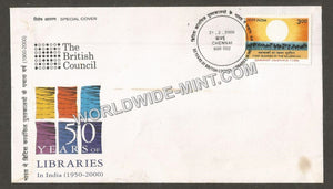 2000 - 50 Years of Libraries in India Special Cover #TNA90