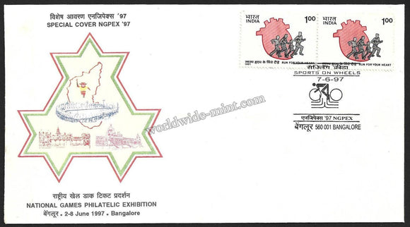 1997 Ngpex '97 National Games Philatelic Exhibition - Sports On Wheels - Cycling - Karnataka Special Cover #KA91