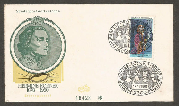 1976 Germany Hermine Körner German actress FDC #FC94