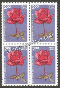 1984 Indian Roses-Sugandha Block of 4 MNH