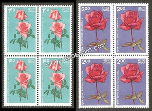 1984 Indian Roses-Set of 2 Block of 4 MNH